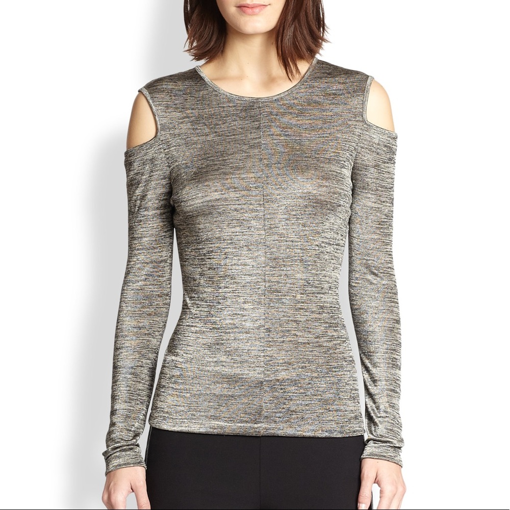 Rag & Bone Cold Shoulder Metallic Knit Blouse
